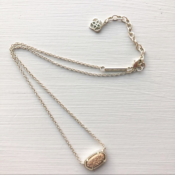 Kendra Scott Jewelry - Kendra Scott Elisa Necklace Gold Chain Brown Druzy